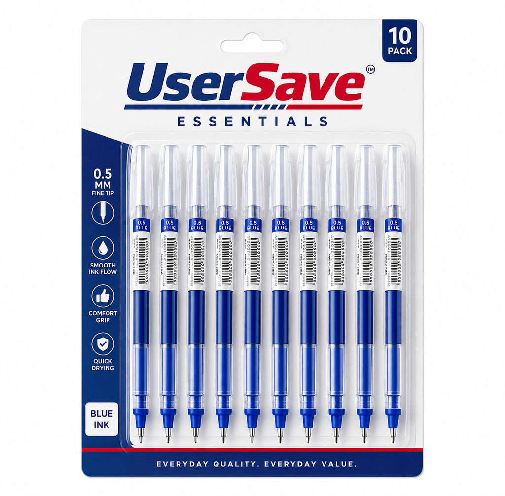 10-Pack Blue Needle Point Gel Pens – Smooth Ink Pens for Notes, Journaling & Work