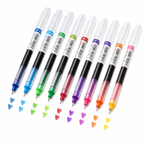 10-Pack Quick Dry Gel Pens – 0.5mm Fine Tip for Writing, Drawing & Study