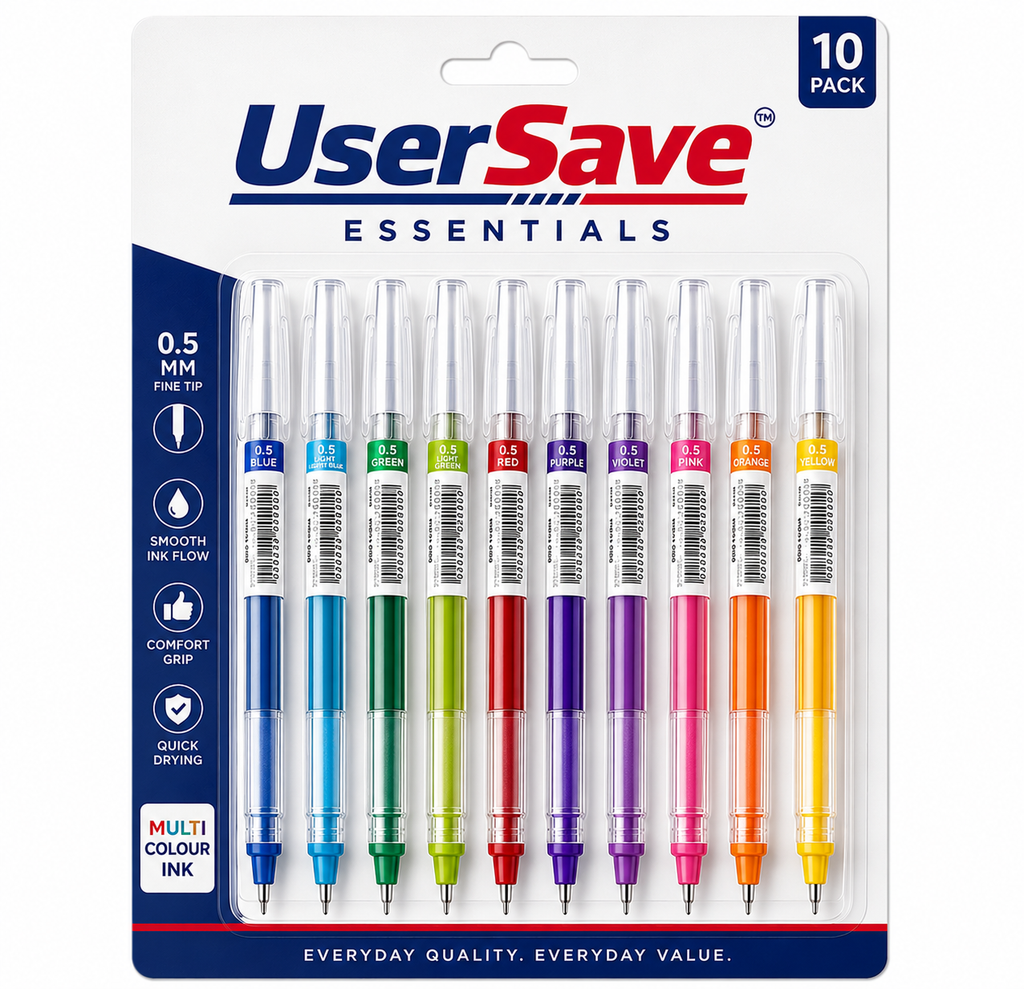 10-Pack Quick Dry Gel Pens – 0.5mm Fine Tip for Writing, Drawing & Study