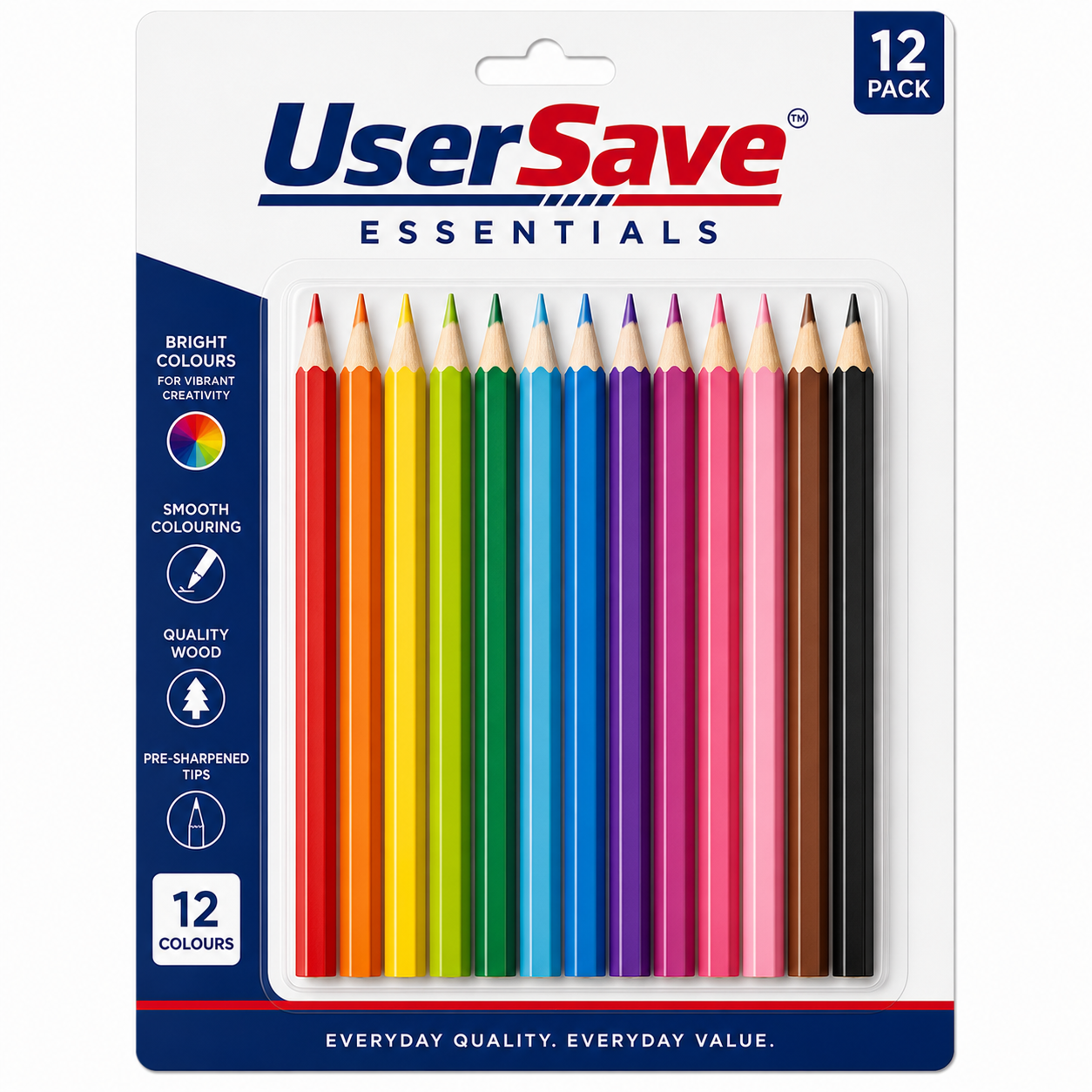 12-Pack Colouring Pencils – Vibrant Pre-Sharpened Wooden Pencils for Drawing & Sketching