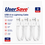3-Pack MFi-Certified Lightning Charging Cables – 1M USB Cable for iPhone