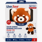 55cm Kawaii Running Raccoon Plush Toy – Soft Stuffed Animal Cushion Gift