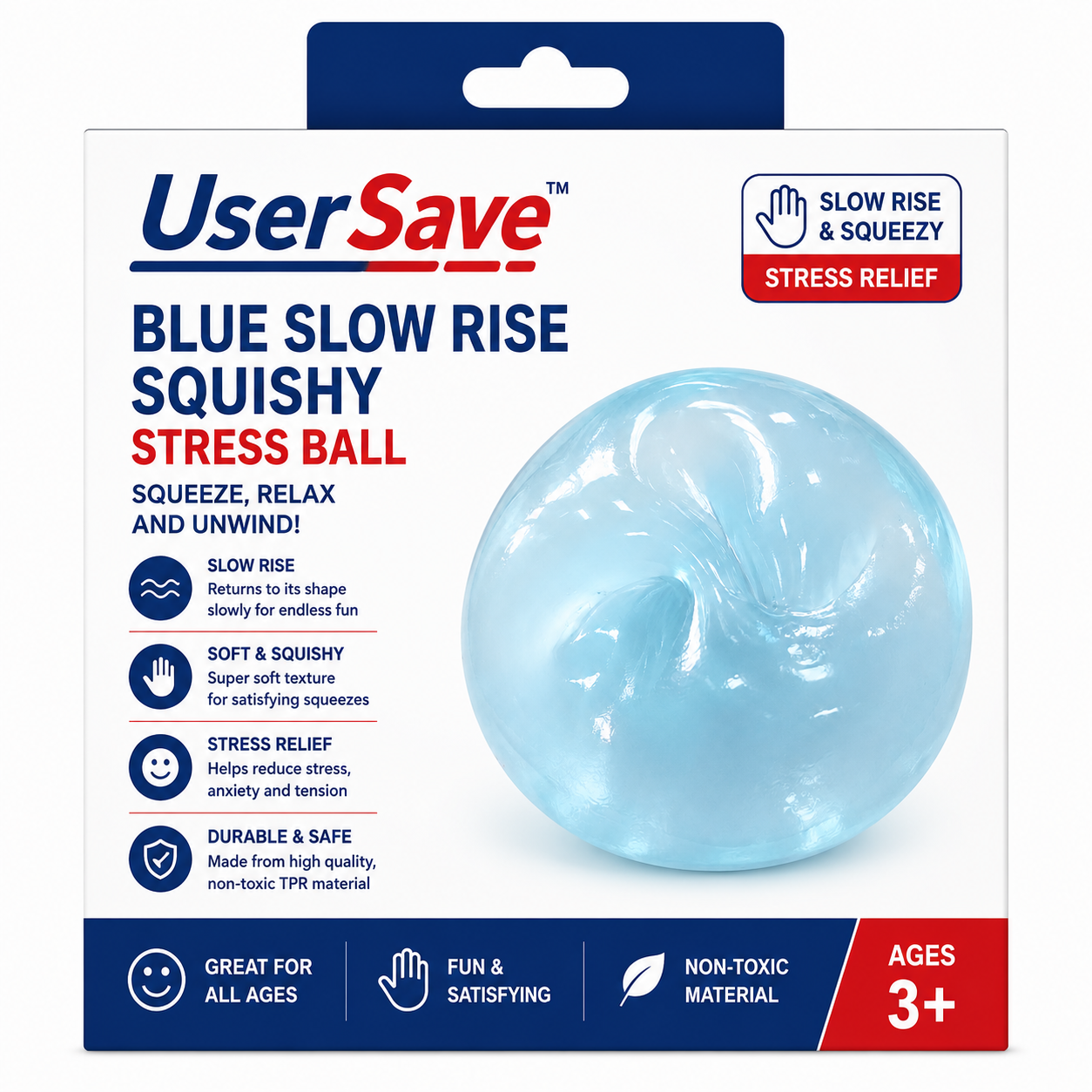 Blue Slow Rise Squishy Stress Ball – Soft Sensory Squeeze Toy for Kids & Adults