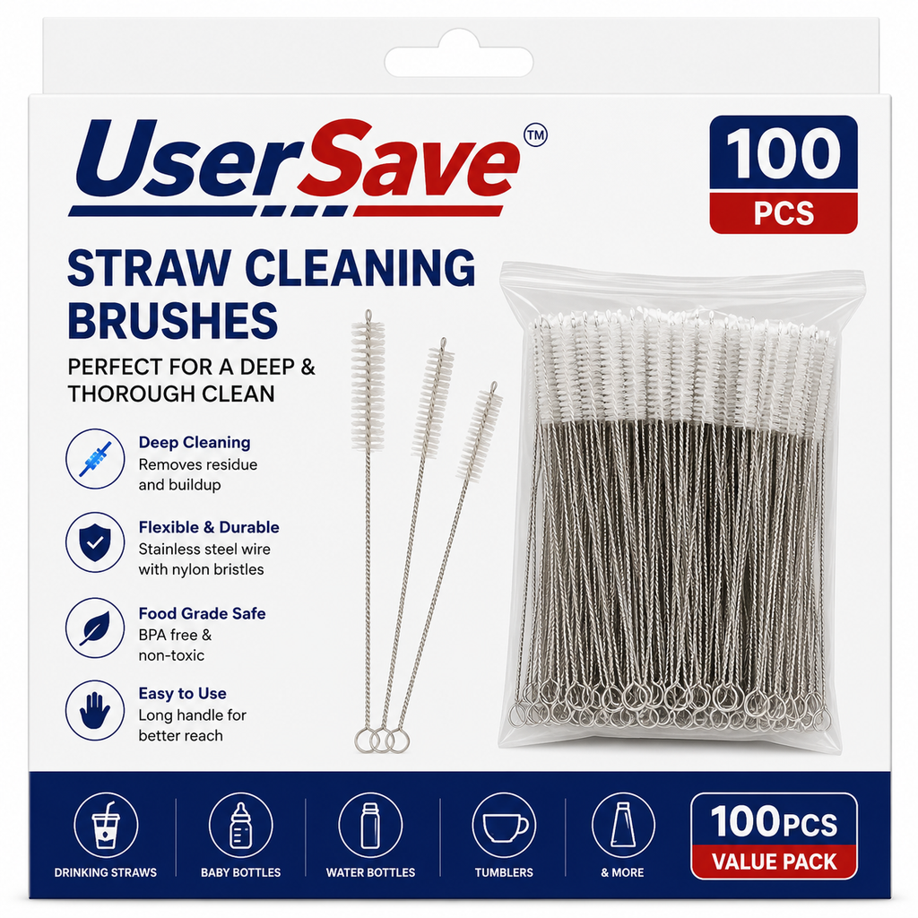 Bottle and Straw Cleaning Brush Kit – Flexible Nylon Cleaning Brushes for Cups and Containers